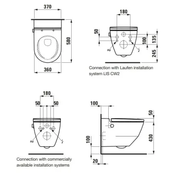 Piekaramais pods ar Bide funkciju Laufen Cleanet Navia, Rimless, ar SoftClose vāku, matēta balta, H8206017570001