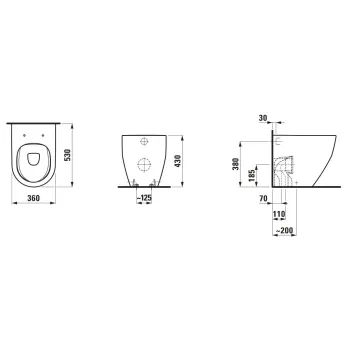Tualetes pods Laufen Pro, brīvi stāvošs, Rimless, ar lejupskalošanu, bez skalošanas malas, izplūde horizontāla/vertikāla, H8229564000001