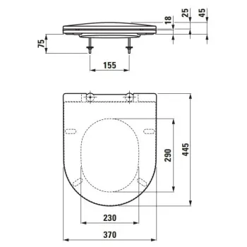 Tualetes poda vāks Laufen Pro, Slim, 445 x 370 x 45 mm, balts, H8989600000001