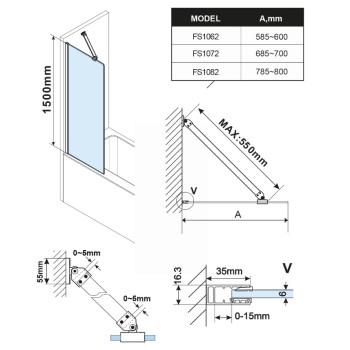 Vannas siena Polysan Fisa 600x1500mm FS1062-C