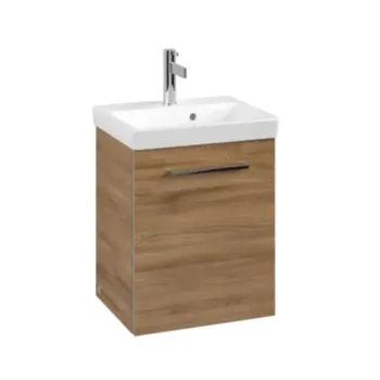 Vannas istabas skapītis Villeroy & Boch Avento, (bez izlietnes), ar SoftClose atvilktnēm un akrila virsmu, 58x51x45 cm, 2 atvilktnes, Arizona Oak, A88900VH