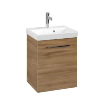Vannas istabas skapītis Villeroy & Boch Avento, MDF, akrila virsma, ar SoftClose, (bez izlietnes), 43x51x35 cm, 1 durvis, Oak Kansas, A88701RH