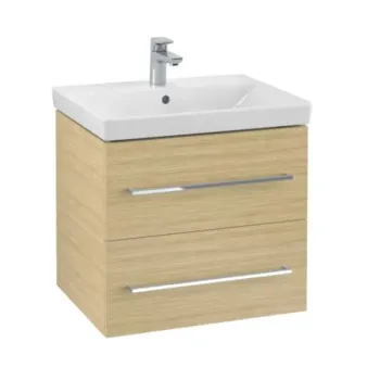 Vannas istabas skapītis Villeroy & Boch Avento, (bez izlietnes), MDF ar akrila virsmu, 58x51x45 cm, 2 atvilktnes ar SoftClose, Stone Oak, A88900RK