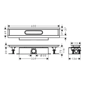 Montāžas daļa Hansgrohe uBox universal, 60 cm, nerūsējošais tērauds, 56022180 NEW