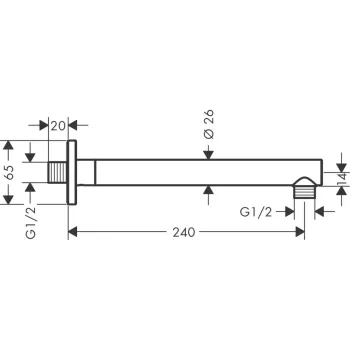 Dušas galvas turētājs Hansgrohe Vernis Shape, 24 cm, hroms, 26405000 NEW