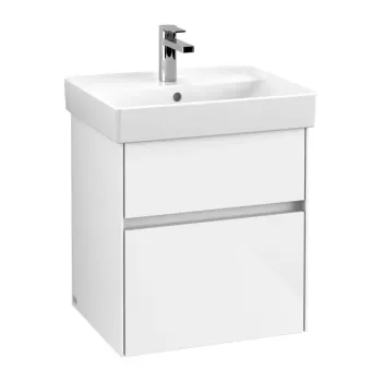 Vannas istabas skapītis Villeroy & Boch Collaro, (bez izlietnes), ar SoftClose, 51x55x41 cm, 2 atvilktnes, Glossy White, C00700DH