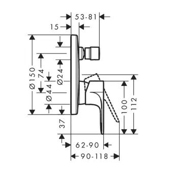 Vannas maisītājs Hansgrohe Rebris E, iebūvējams, matēta melna, 72468670 NEW