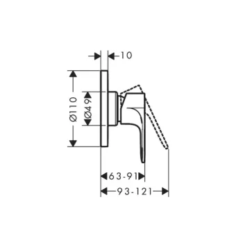 Dušas maisītājs Hansgrohe Rebris E, iebūvējams, matēta melna, 72659670 NEW