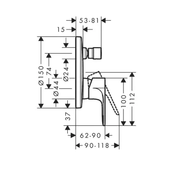 Vannas maisītājs Hansgrohe Rebris S, iebūvējams, matēta melna, 72467670 NEW