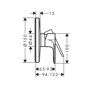 Dušas maisītājs Hansgrohe Rebris S, iebūvējams matēta melna, 72667670 NEW