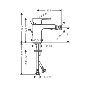 Bidē maisītājs Hansgrohe Vernis Shape, ar PopUp vārstu, matēta melna, 71219670 NEW