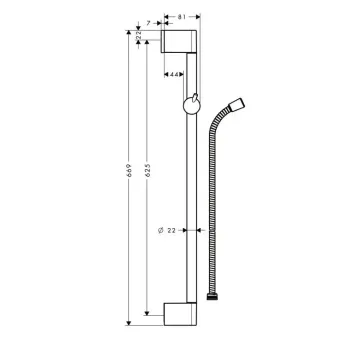 Dušas stienis Hansgrohe Unica'Crometta, 0.65 m, hroms, 27615000 NEW