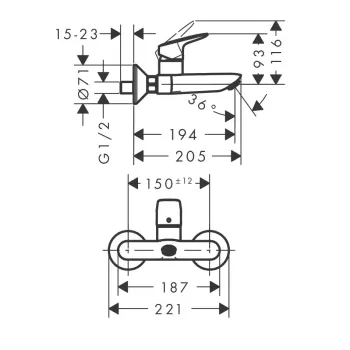Vannas maisītājs Hansgrohe Logis, hroms, 71225000 NEW