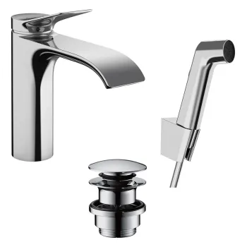 Vannas istabas izlietnes maisītājs Hansgrohe Vivenis, ar Push-Open izplūdi, bidettu, EcoSmart, hroms, 75210000 NEW
