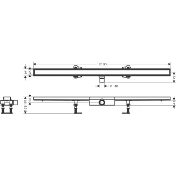 Dušas kanāls Hansgrohe RainDrain Compact, 120 cm flīzēm, ar resti, 56173000 NEW