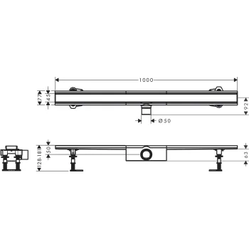 Dušas kanāls Hansgrohe RainDrain Compact, ar resti, matēta nerūsējošā tērauda, 56182800 NEW