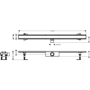 Dušas kanāls Hansgrohe RainDrain Compact, ar resti, matēta nerūsējošā tērauda, 56184800 NEW