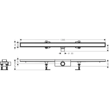 Dušas kanāls Hansgrohe RainDrain Compact, 120 cm flīzēm, ar resti, 56185000 NEW