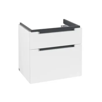 Vannas istabas skapītis Villeroy & Boch Subway 2.0, (bez izlietnes), ar SoftClose mehānismu, 64x45x59 cm, 2 atvilktnes, matēta balta, A91000MS