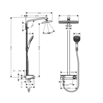 Dušas Sistēma Hansgrohe Raindance Select E, ar termostatu, balta/hroms, 27288400 NEW