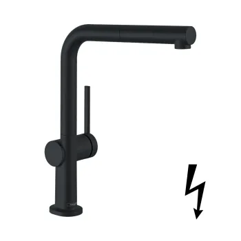 Virtuves Izlietnes Maisītājs Hansgrohe Talis M54, ar izvelkamu uzgali, matēta melna, 72860670 NEW