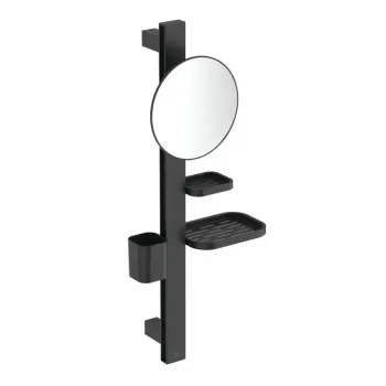 Kosmētiskais spogulis Ideal Standard ALU+, ar plauktiņu un zobu birstes turētāju, matēta melna, BD589XG