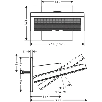 Dušas galva Hansgrohe Pulsify E, 26x26 cm, 2 režīmi, matēta melna, 24350670 NEW