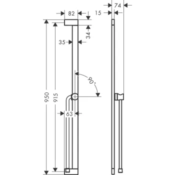 Dušas stienis Hansgrohe Unica, 95 cm, ar dušas šļūteni, matēta melna, 24405670 NEW