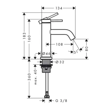 Vannas istabas izlietnes maisītājs Hansgrohe Tecturis S, EcoSmart, matēta bronza, 73313140 NEW