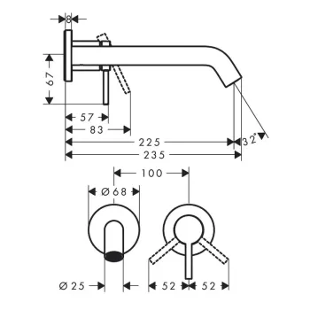 Vannas istabas izlietnes maisītājs Hansgrohe Tecturis S, iebūvējams, ar PopUp vārstu, EcoSmart, matēta bronza, 73351140 NEW