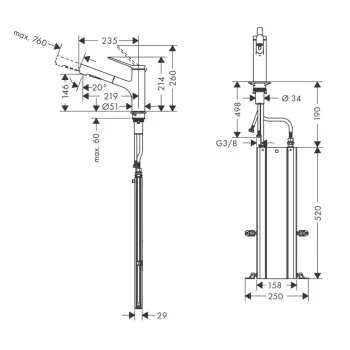 Virtuves Izlietnes Maisītājs maisītājs Hansgrohe Zesis M33, izvelkams uzgalis, nerūsējošais tērauds, 74821800 NEW