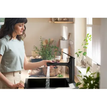 Virtuves Izlietnes Maisītājs Hansgrohe Zesis M33, izvelkams uzgalis, matēta melna, 74823670 NEW