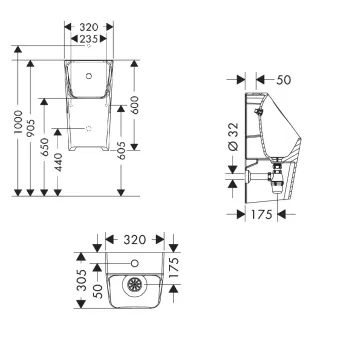 Pisuārs Hansgrohe EluPura Original Q, ar augšējo ūdens pievadu, SmartClean, balts, 61184450 NEW