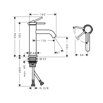 Vannas istabas izlietnes maisītājs Hansgrohe Tecturis S, CoolStart, EcoSmart, hroms, 73317000 NEW