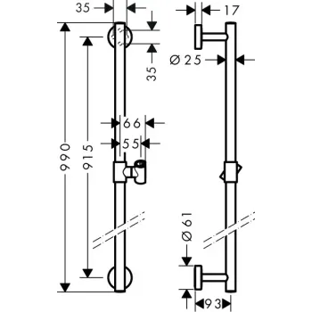 Dušas stienis Hansgrohe Unica, Comfort, 90 cm, hroms, 26402000 NEW