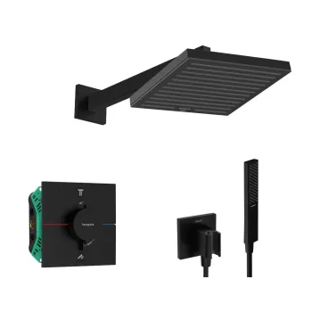 Dušas Sistēma Hansgrohe iebūvējams ar termostatu, 26x26 cm, matēta melna, SANI21HHH403 NEW