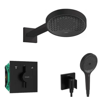 Dušas Sistēma Hansgrohe iebūvējams maisītājs, diametrs 25 cm, 3 režīmi, matēta melna, SANI21HHH405 NEW