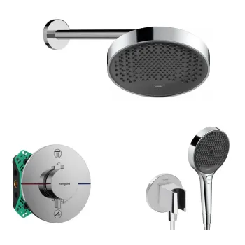 Dušas Sistēma Hansgrohe iebūvējams ar termostatu, diametrs 25 cm, 3 režīmi, hroms, SANI21HHH006 NEW
