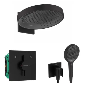 Dušas Sistēma Hansgrohe iebūvējams maisītājs, diametrs 36 cm, 3 režīmi, matēta melna, SANI21HHH409 NEW