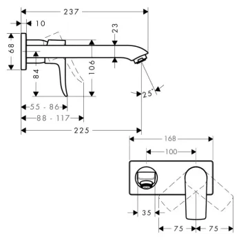 Vannas istabas izlietnes maisītājs Hansgrohe Metris New, iebūvējams, hroms, 31086000 NEW