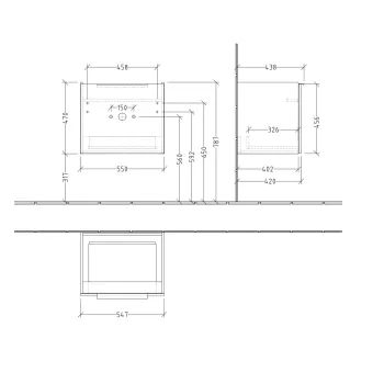 Vannas istabas skapītis Villeroy & Boch Architectura,atvilktne ar SoftClose, 75x47x42 cm / 800x445x170 mm, 1 atvilktne, balta / Balts, 4A878001SVS