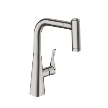 Virtuves Izlietnes Maisītājs Hansgrohe Metris, izvelkams uzgalis, nerūsējošais tērauds, 14834800 NEW