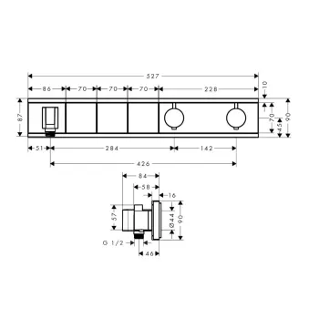 Dušas maisītājs Hansgrohe RainSelect, ar termostatu, iebūvējams, balts/hroms, 15356400 NEW