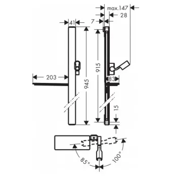 Dušas stienis Hansgrohe Unica'E, 90 cm, ar dušas šļūteni, balts/hroms, 27640400 NEW