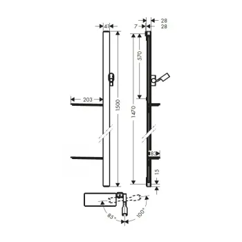Dušas stienis Hansgrohe Unica'E, 150 cm, ar dušas šļūteni, hroms, 27645000 NEW