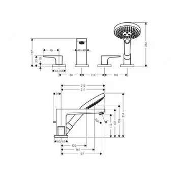 Vannas maisītājs Hansgrohe Metropol, iebūvējams, hroms, 32552000 NEW