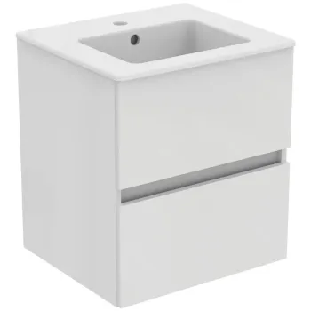 Vannas istabas skapītis Ideal Standard Eurovit, 55x50x44 cm, ar izlietni 2 atvilktnes, spīdīga balta, R0571WG