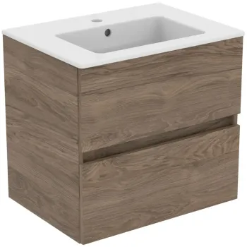 Vannas istabas skapītis Ideal Standard Eurovit, ar izlietni 55x60x44 cm, 2 atvilktnes, pelēks rieksts, R0572Y9