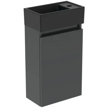 Vannas istabas skapītis Ideal Standard Eurovit+, 55x35x20 cm, ar izlietni, 1 durvis, tumši pelēka/matēta melna, R0578TI