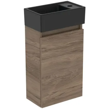 Vannas istabas skapītis Ideal Standard Eurovit+, 55x35x20 cm, ar izlietni, 1 durvis, rieksts/matēta melna, R0578Y9